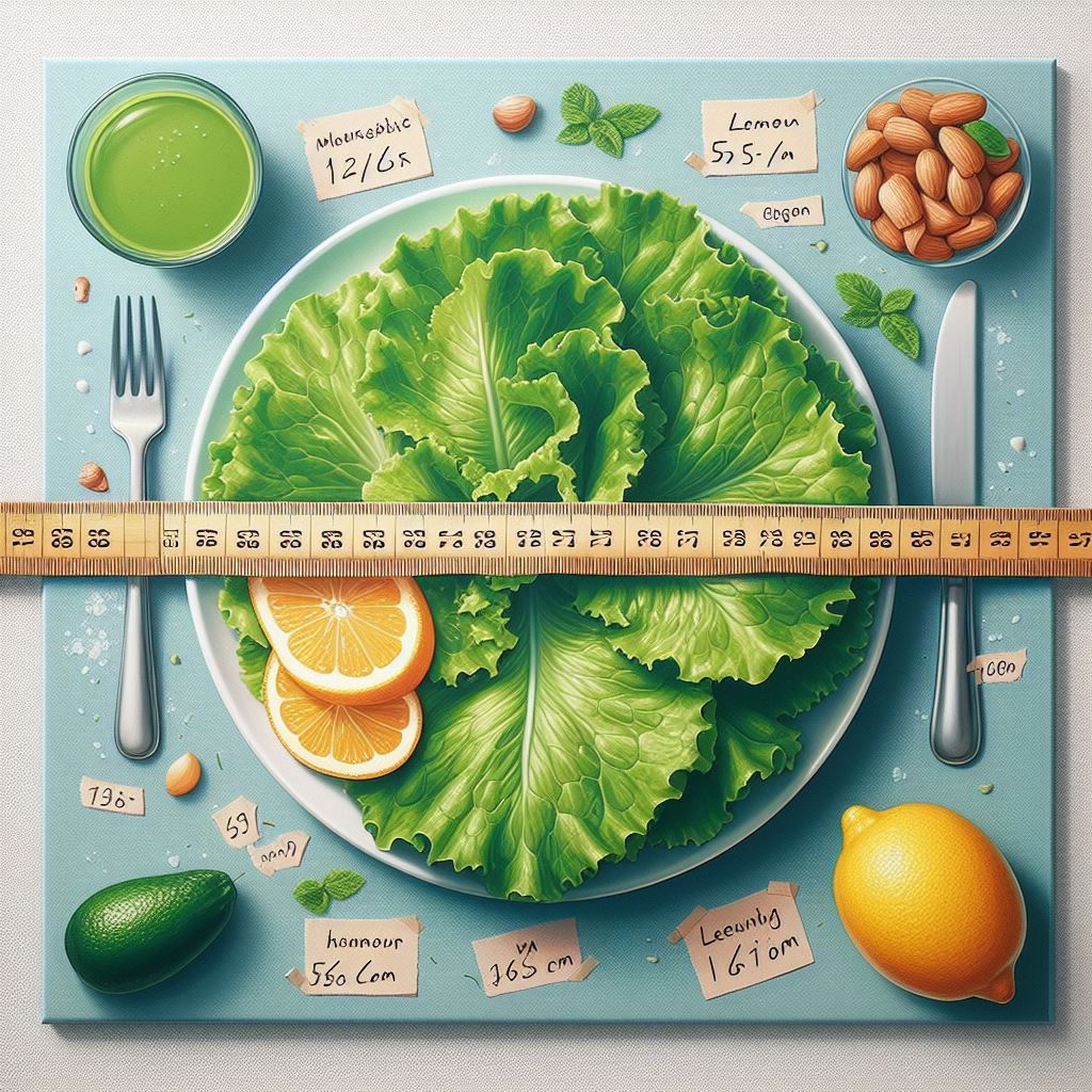 o farfurie cu salata si un centimetru