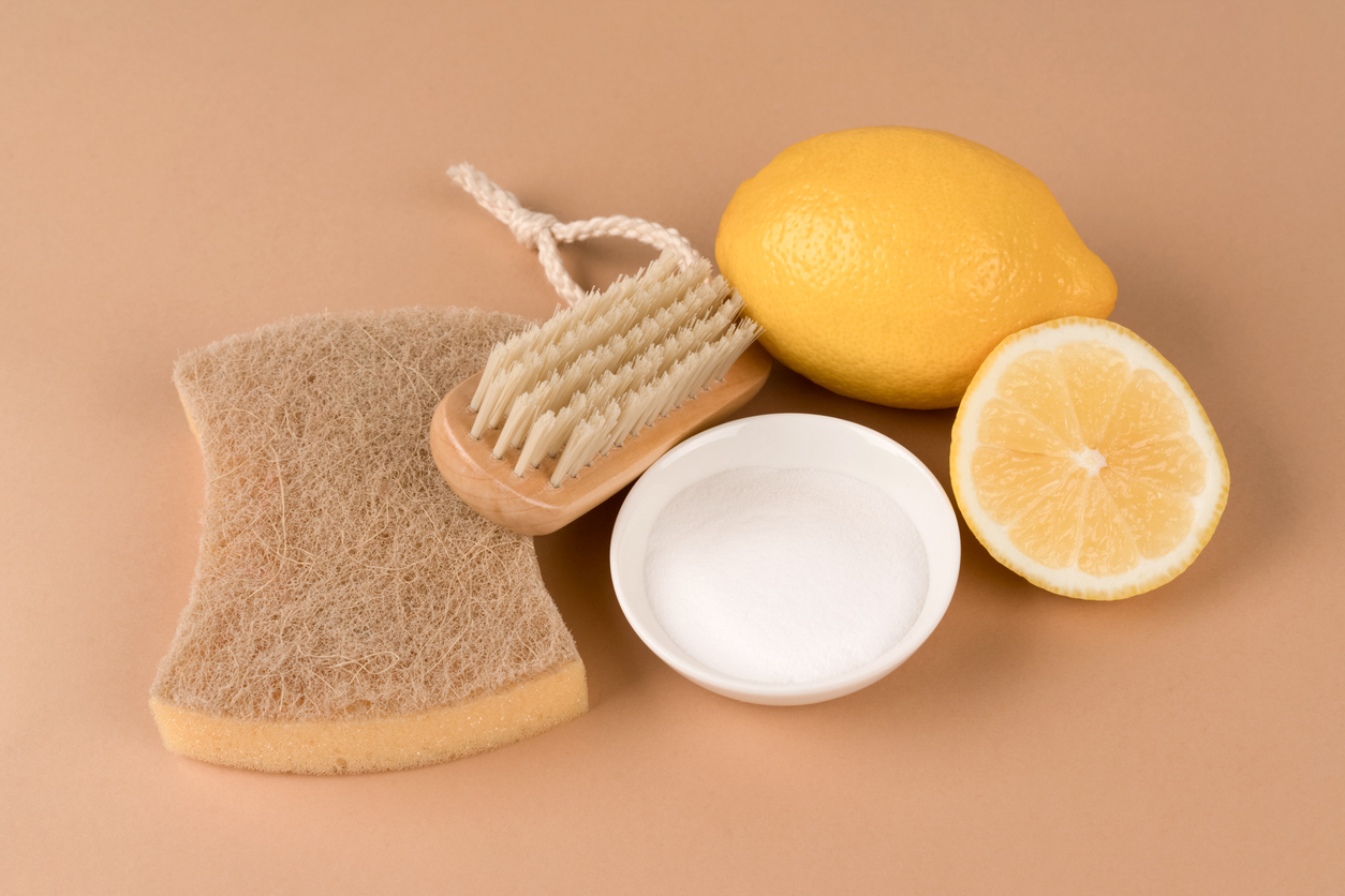 perie,laveta si sare de lamaie pentru curatenie