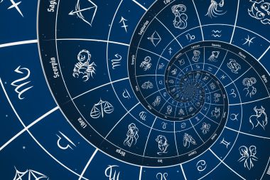 Fundal astrologic cu semne zodiacale și simbol